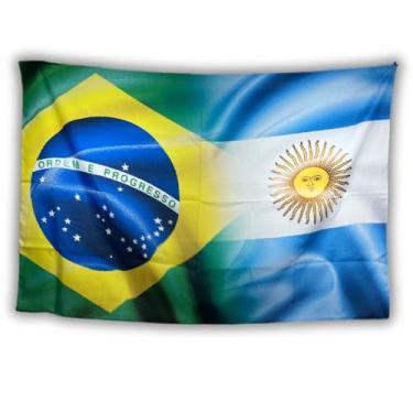 Imagem de Bandeira Decorativa Banner Amizade Brasil E Argentina Tecido Oxford Sublimado a Laser 1x1,5m