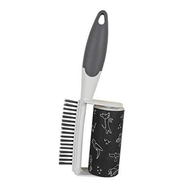Imagem de Removedor de Pelusas com Pincel 2 em 1 Rolo Adesivo Capa Ferramenta Remoção Cabelo Pet para Roupas Assento Carro Carpete Sofá Móveis Detritos Bolinhas Fluff Microvilos Escovador Inclui Papel Reposição