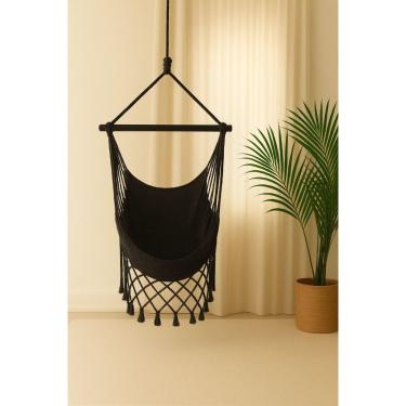 Imagem de Rede Cadeira de teto suspensa descanso e balanco(Preta (T))