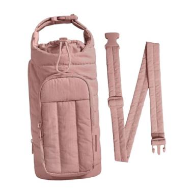 Imagem de Vaveren Bolsa para garrafa de água com alça de mão e compartimento para celular, ideal para academia, viagens e ciclismo, Rosa Escuro
