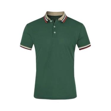 Imagem de Camisa Polo Masculina De Verão Em Algodão Respirável Listrada Casual P