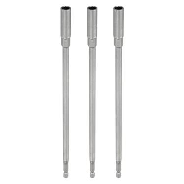 Imagem de HARFINGTON 3 peças de broca de chave de porca soquete métrico de 8 mm haste sextavada de 1/10.2 cm (250 mm) soquetes magnéticos extralongos de 6 pontos de troca rápida conjuntos de parafusos de aço 40