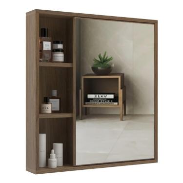 Imagem de Espelheira Para Banheiro 60cm Com Nichos Multimóveis Cr10112 Noce Noce