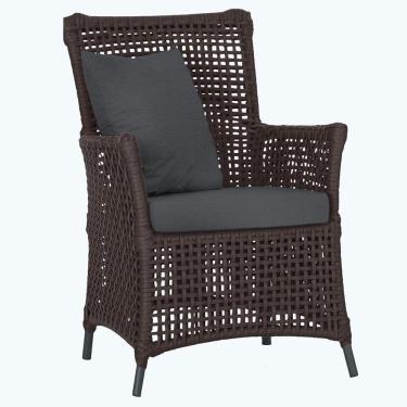 Imagem de Poltrona Igapó Alumínio Pintura Preta Corda Náutica E11 Marrom