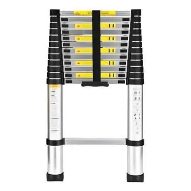Imagem de Escada Telescopica Extensiva Aço Inoxidável 13 Degraus 3,8m - Garden L