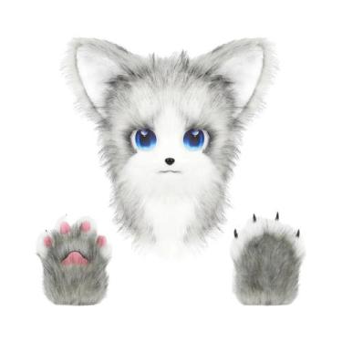 Imagem de Máscara De Cabeça De Gato Fursuit E Conjunto De Luvas De Patas Therian