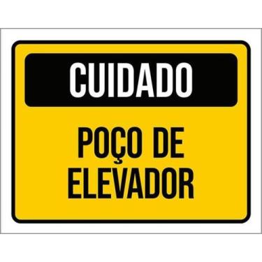 Imagem de Kit 10 Placas Cuidado Poço Elevador - Sinalizo