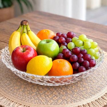 Imagem de Fruteira Saladeira Vidro Redonda Centro Mesa Cozinha De 30cm