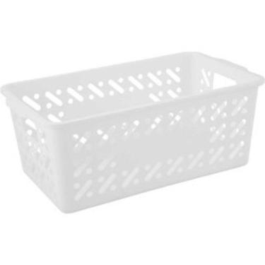 Imagem de Cesto organizador plástico 30 x 17 x 12 cm (Branco) - Vonder, Branco