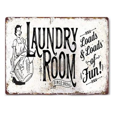 Imagem de Lavanderia vintage com pintura em ferro, placa de estanho metálico de 30x40cm
