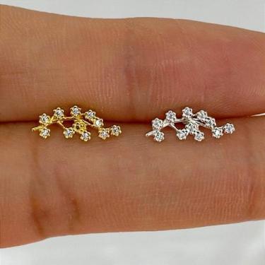 Imagem de Microbell reto prata 925 raminho flores com zircônia cristal, 8mm