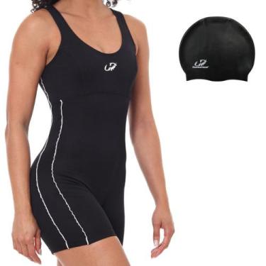Imagem de Macaquinho Natação + Touca silicone Slim Helanca  Hammerhead, M, Preto