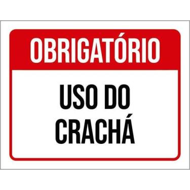 Imagem de Kit 3 Placa Acm Obrigatório Uso Do Crachá 18X23 Branco - Sinalizo