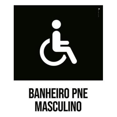 Imagem de Kit 3 Placas Banheiro Pne Masculino Desenho 27X35 - Sinalizo