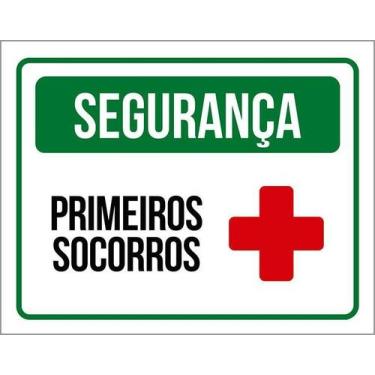 Imagem de Kit 3 Placa Acm Segurança Primeiros Socorros 18X23 Branco - Sinalizo