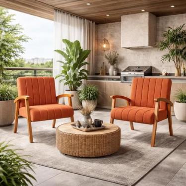 Imagem de Kit 2 Poltronas Haley Decorativa Linho Sala Estar Área Gourmet Varanda