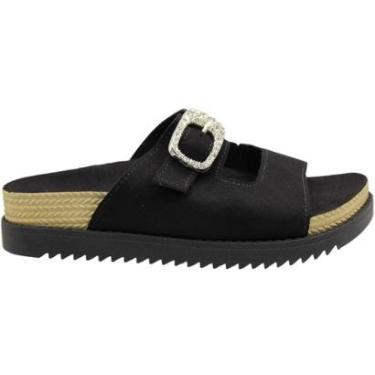 Imagem de Tamanco Slide Plataforma Moleca Camurça Flex Fivela Cravejada Feminina-Feminino