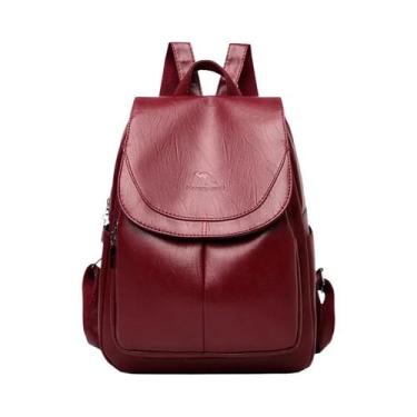 Imagem de Mochila Vintage De Couro Macio Antifurto Grande Capacidade Para Mulher