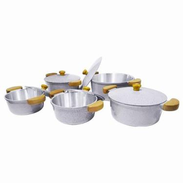 Imagem de Jogo de Panelas 5 Peças Grossas em Alumínio Fundido ou Batido - Com Ta