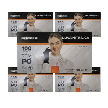 Imagem de Luva descartavel nitrilica m 5 cx 100un procedimento preta - E A COSTA