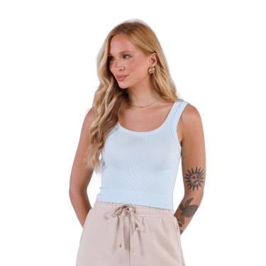 Imagem de Regata Cropped Altura Cós Sem Costura Canelada