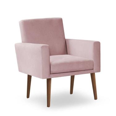 Imagem de Poltrona Decorativa Nina Suede Rosa Bebe - Inova Decor