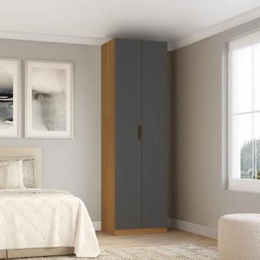 Imagem de Guarda-roupa Modulado 2 Portas Prateleiras 2 Cabideiros 90cm 100% MDF 