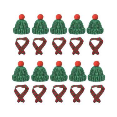 Imagem de Conjunto De Mini Chapéu E Cachecol De Natal Vermelho E Verde Para Deco