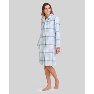 Imagem de Roupão Feminino Xadrez Macio Azul Celeste Lohe, Azul celeste, GG
