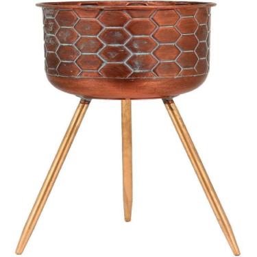 Imagem de CACHEPÔ VASO DECORATIVO PLANTA COLMENA COM PE METAL 67x39x39cm COBRE