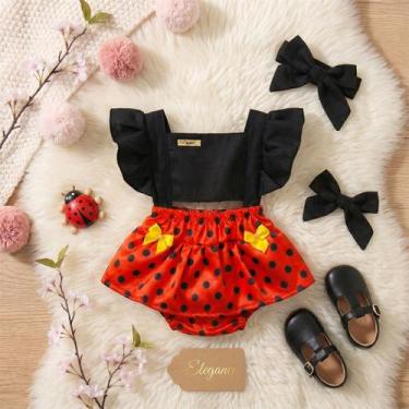 Imagem de Roupa De Bebê Menina Romper Temático Vermelho E Preto Festa Aniversári
