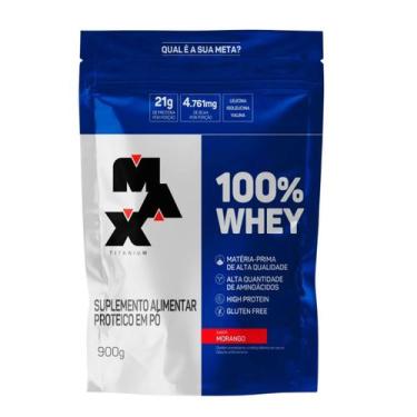 Imagem de Whey Protein 100% Concentrado Morango Refil 21g de Proteína 900g Max T