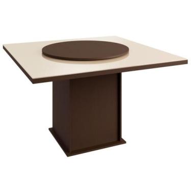 Imagem de Mesa com tampo Giratório Zamarchi Tabaco e Off White