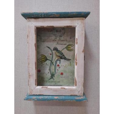 Imagem de Porta Chaves Rústico de Madeira 6 Ganchos 32X24X9cm - BTC