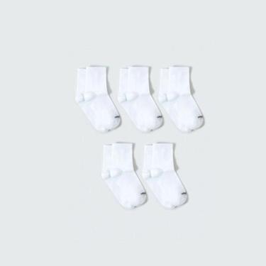 Imagem de Kit Com 5 Pares De Meia Cano Médio Branca Infantil Unissex Hering Kids