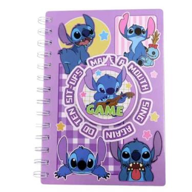 Imagem de Caderno Stitch e Angel A5 Com Roleta Capa Dura - Ladeira, Modelo 01