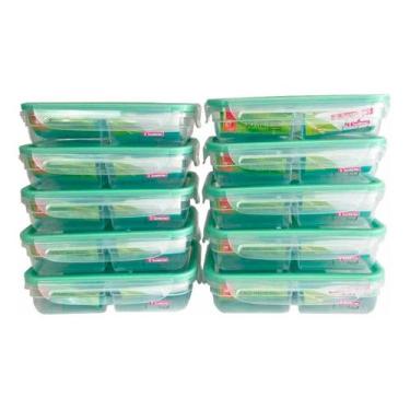 Imagem de Kit 10 Pote Plástico Com Travas E Divisória 730ml Freshy Sanremo