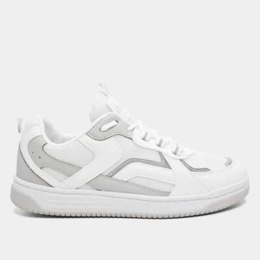 Imagem de Tenis feminino ramarim 2563132 casual promoção, 36, Branco, Cinza