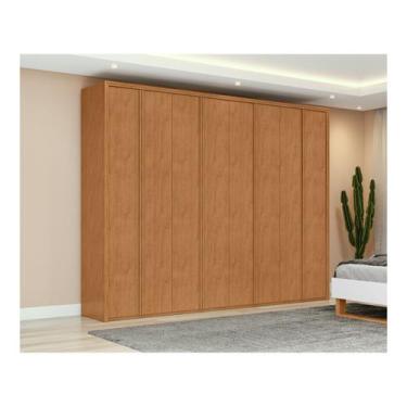 Imagem de Guarda-roupa Casal 6 Gavetas 8 Portas Móveis Lopas Ergon, Amêndoa Clea