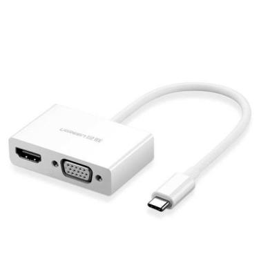 Imagem de HUB Conversor Ugreen, USB-C para HDMI e VGA, 15cm, Branco - UG-30843