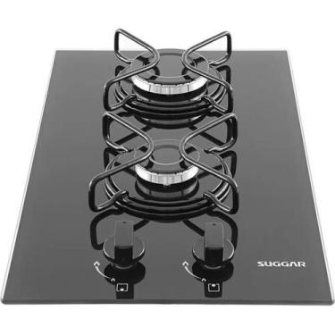 Imagem de Fogão De Mesa Cooktop 2 Bocas Vidro Preto À Gás Suggar Fg200 110V / 22