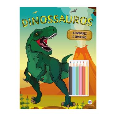 Imagem de Livro Infantil Ciranda Cultural Dinossauro com Lápis de Cor