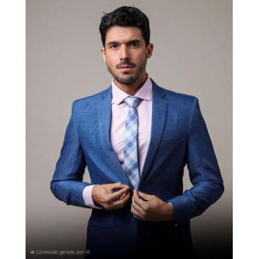 Imagem de Terno/Costume Microfibra - Azul Navy Mesclado - Rei do Terno Fp, 46, M