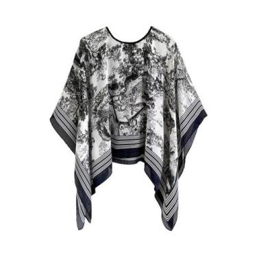 Imagem de Xale De Seda Quadrado De 110cm Para O Verão, Moda Feminina, Estampa, P