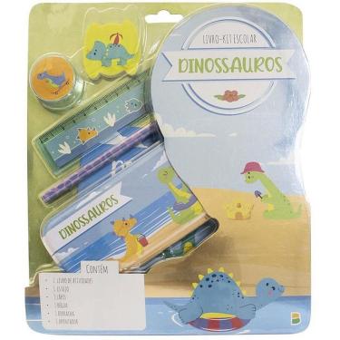 Imagem de Kit Escolar Todolivro Dinossauros Livro com 5 Peças Educativo Desenvolvimento Motor