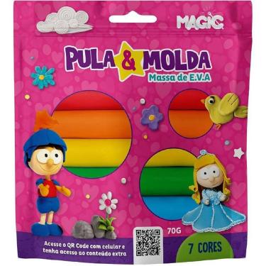 Imagem de Massa de Modelar Criativa Princesa 7 Cores 70g de E.V.A Pula e Molda Cia do Pula
