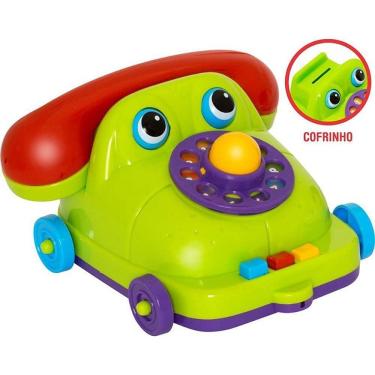 Imagem de Brinquedo Educativo Maxphone Cofrinho Telefone Interativo com Discador Giratório Mercotoys