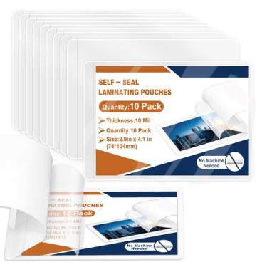 Imagem de Envelopes para laminação HKSZEH, pacote com 10, 2,9" x 4,1", autoadesi
