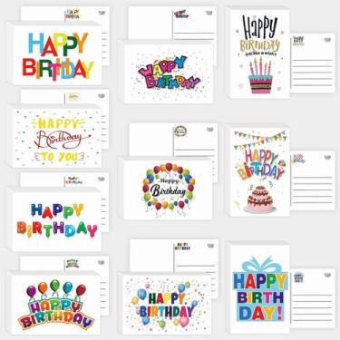 Imagem de Cartões de aniversário KTFNOMES, pacote com 100 unidades, 10 modelos, 