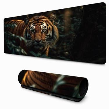 Imagem de Desk Pad Tigre Realista Estampa Animal Feroz para Mesa Gamer Vários Ta